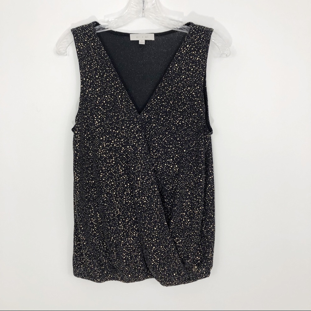 Anthropologie Eri + Ali Evita Surplice Shimmer Top Small - Picture 3 of 10